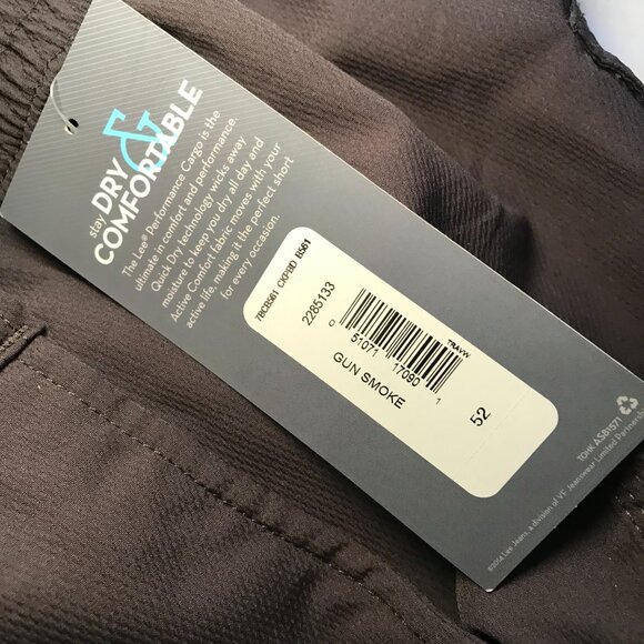 Lee Dungaree Cargo Shorts Mens 52 X 11 Black Lightweight Golf Outdoor Walking - Picture 5 of 6